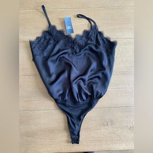 Black silk laced Abercrombie & Fitch bodysuit size small